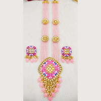 Everlasting Quality Jewels Gold Plated Kundan And Beads Long Necklace Set
