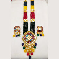 Everlasting Quality Jewels Gold Plated Kundan And Beads Long Necklace Set