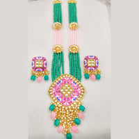Everlasting Quality Jewels Gold Plated Kundan And Beads Long Necklace Set
