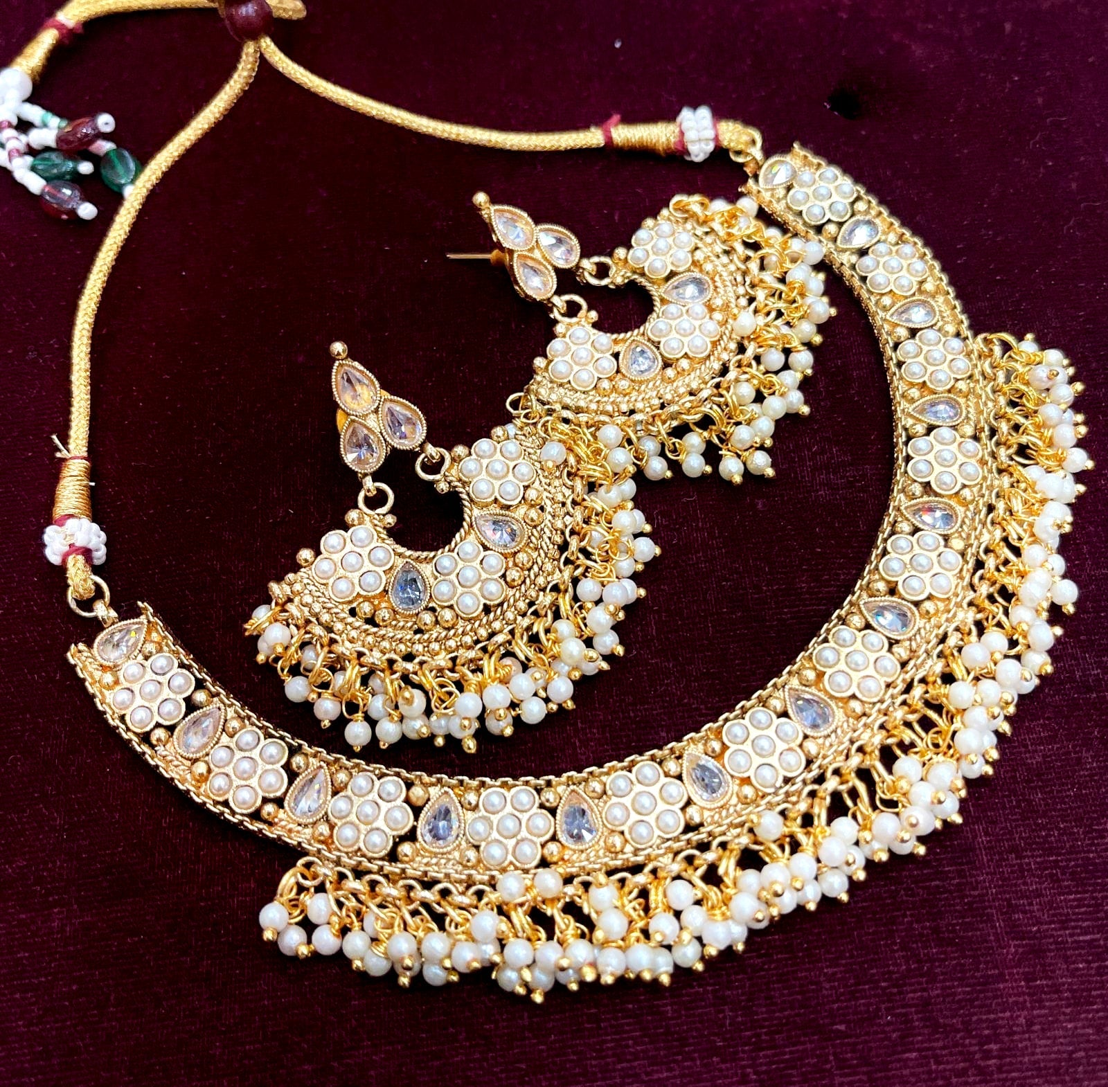 Everlasting Quality Jewels Gold Plated Pota Stone Necklace Set