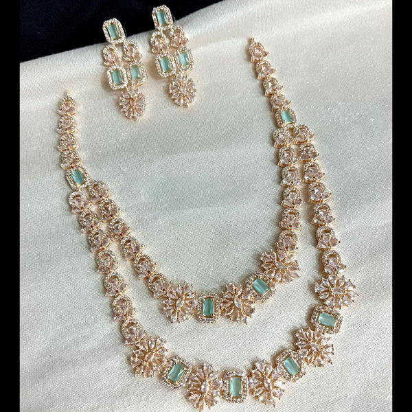 Everlasting Quality Jewels Rose Gold  Plated AD Necklace Set
