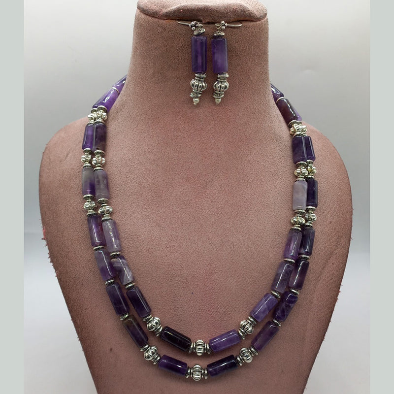 MG Beads Agate Pipe Necklace And Earrings Set