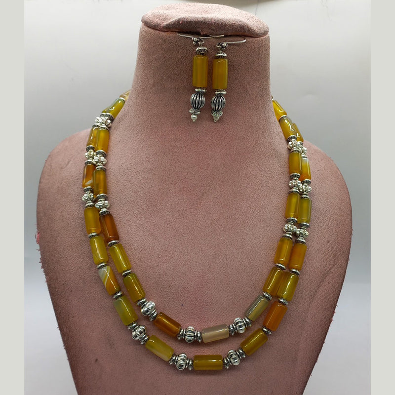 MG Beads Agate Pipe Necklace And Earrings Set