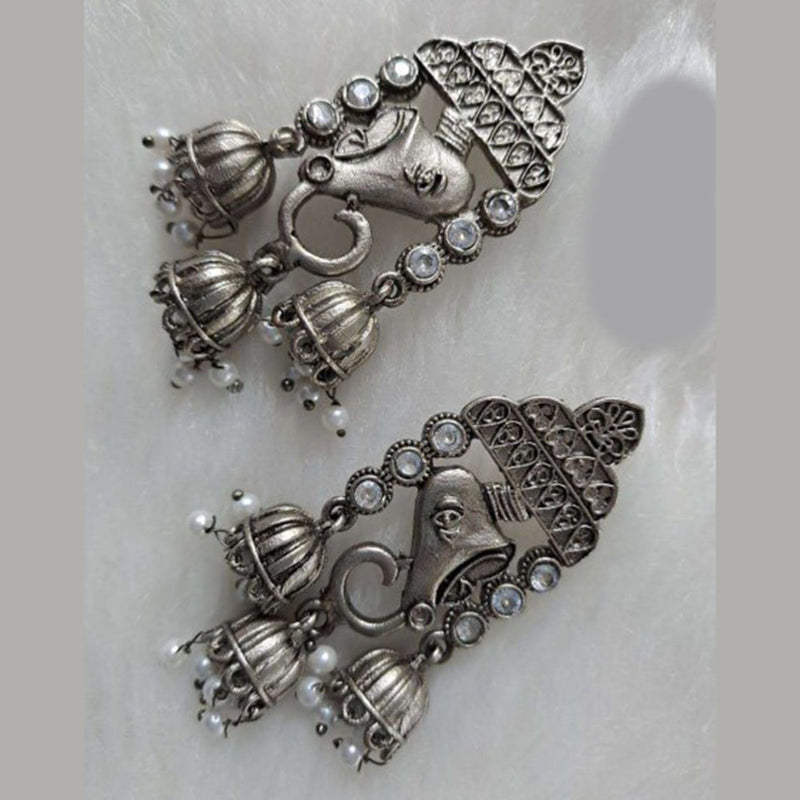 Bhavi Jewels Oxidized Plated Ganesha Dangler Earrings