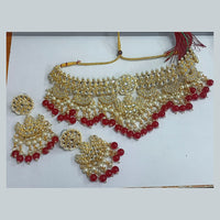 Bhavi Jewels Kundan Stone  & Beads Gold Plated  Necklace Set