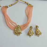 Bhavi Jewels Kundan Stone  & Beads Gold Plated  Necklace Set