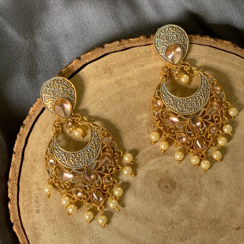 Bhavi Jewels Gold Plated Meenakari Dangler Earrings