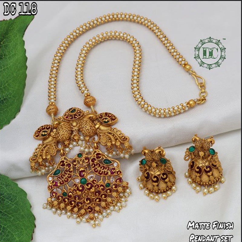 Bhavi Jewels Gold Plated Pota Stone Necklace Set