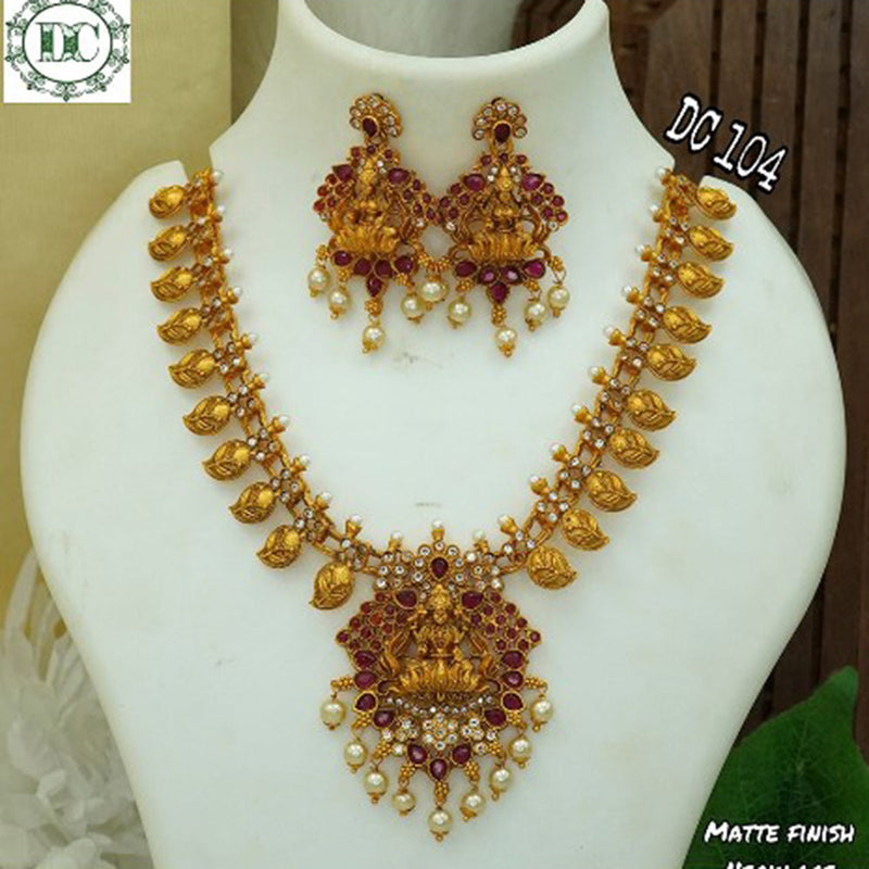 Bhavi Jewels Gold Plated Pota Stone Temple Necklace Set