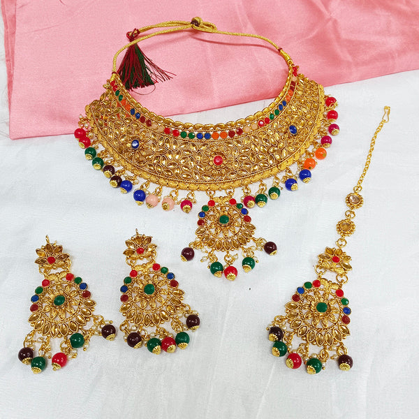 Bhavi Jewels Gold Plated Choker Necklace Set