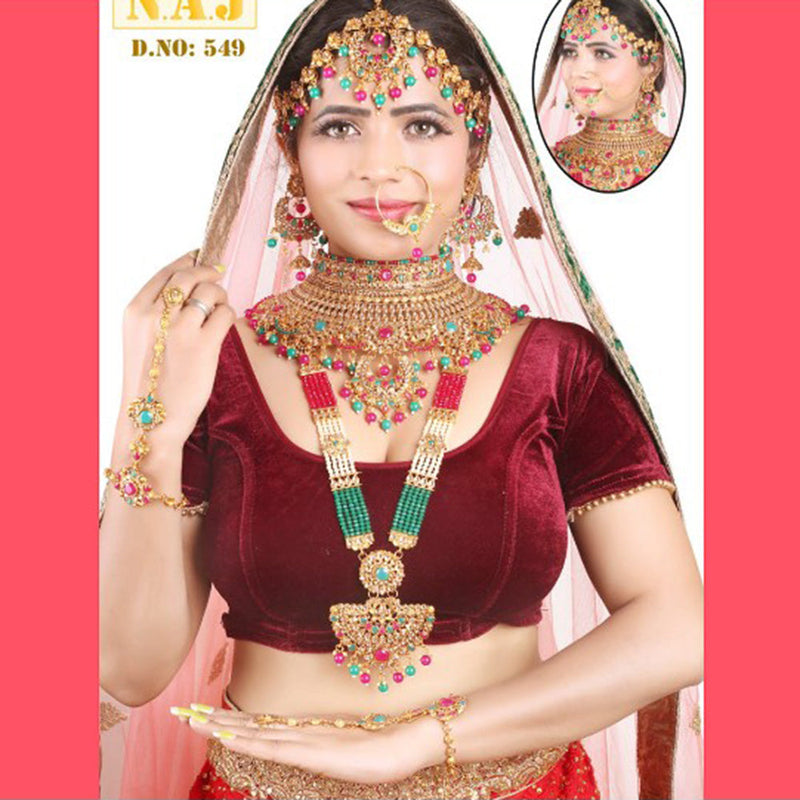 Bhavi Jewels Gold Plated Bridal Jewellery Set