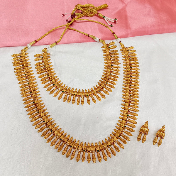 Bhavi Jewels Gold Plated Double Necklace Set