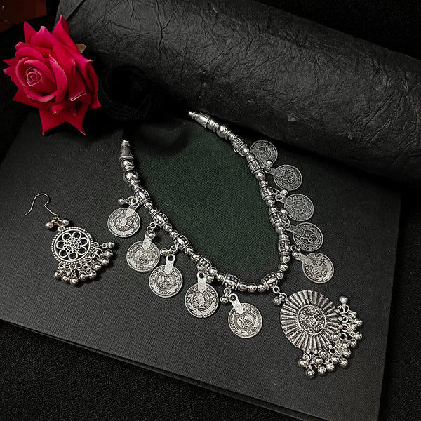 Bhavi Jewels Oxidised Plated Long Necklace Set