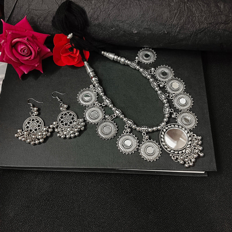 Bhavi Jewels Oxidised Plated Long Necklace Set