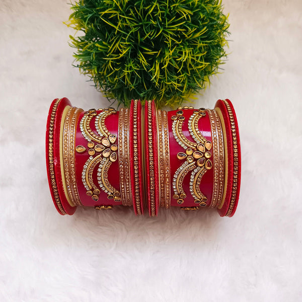 Bhavi Jewels Gold Plated Acrylic Bangles Set