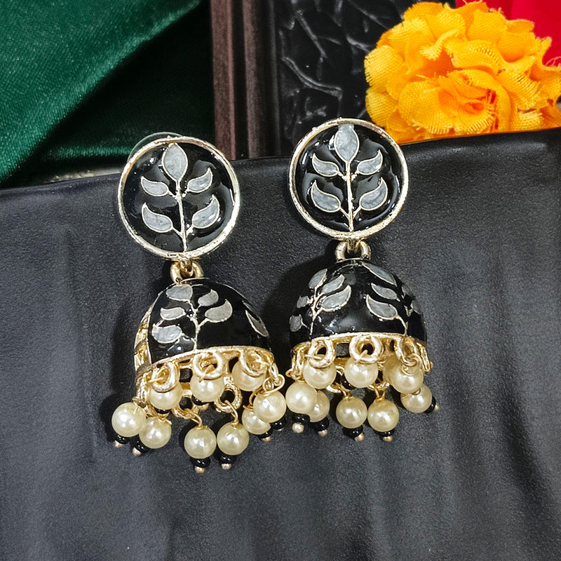 Bhavi Jewels Gold Plated Mennakari Jhumki Earrings