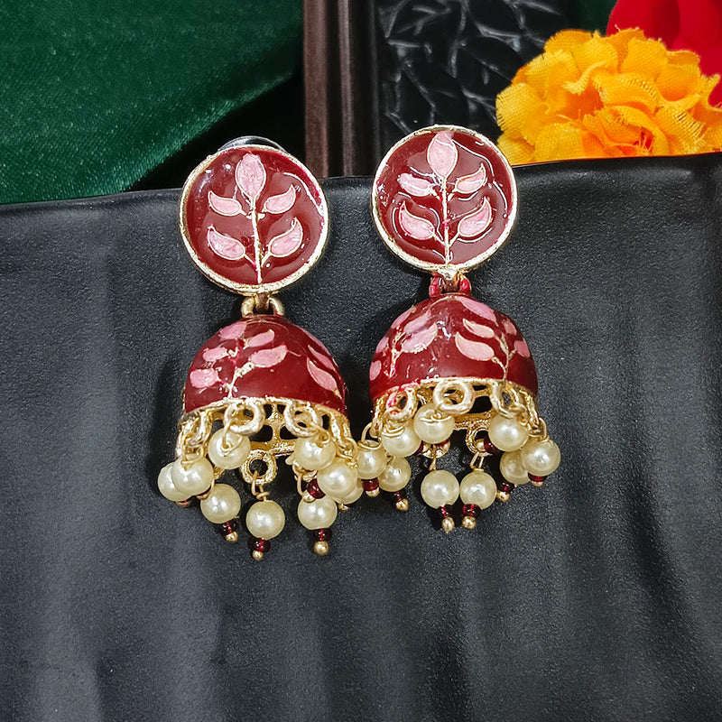 Bhavi Jewels Gold Plated Mennakari Jhumki Earrings