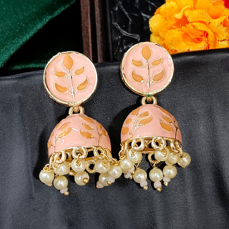 Bhavi Jewels Gold Plated Mennakari Jhumki Earrings