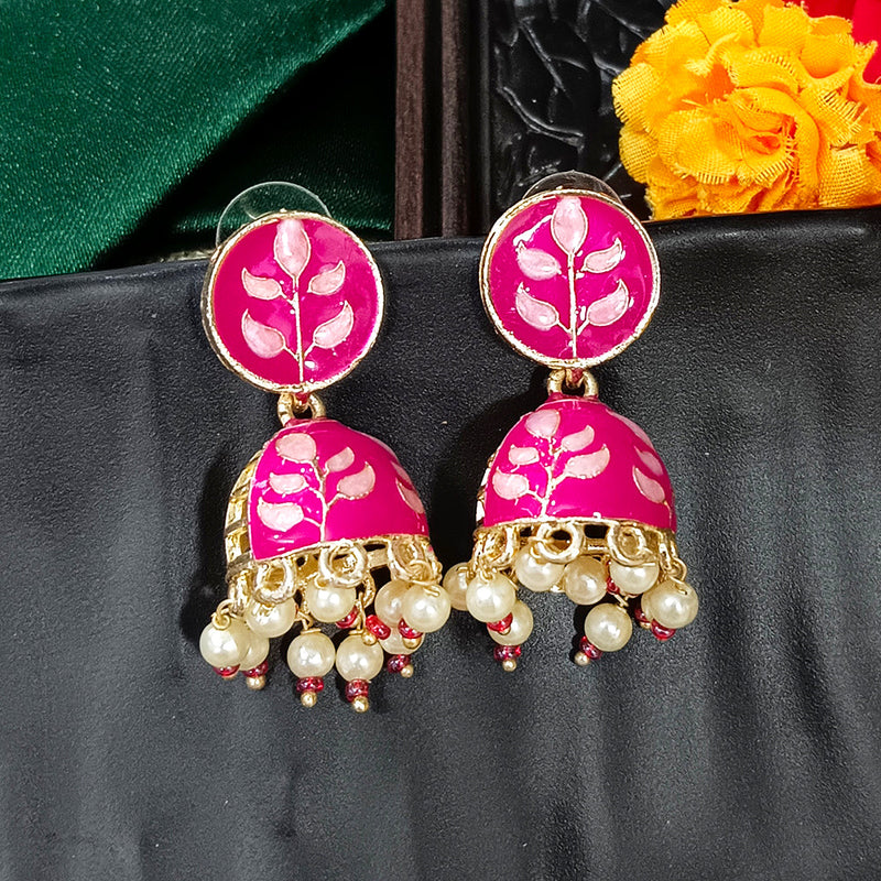 Bhavi Jewels Gold Plated Mennakari Jhumki Earrings