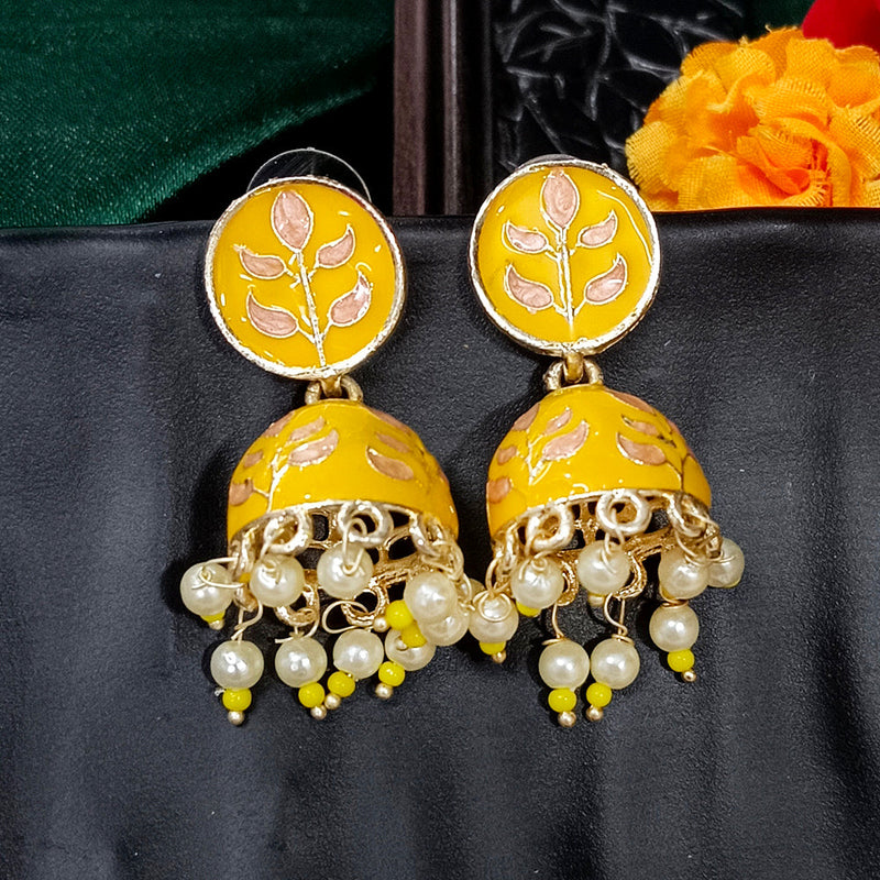 Bhavi Jewels Gold Plated Mennakari Jhumki Earrings