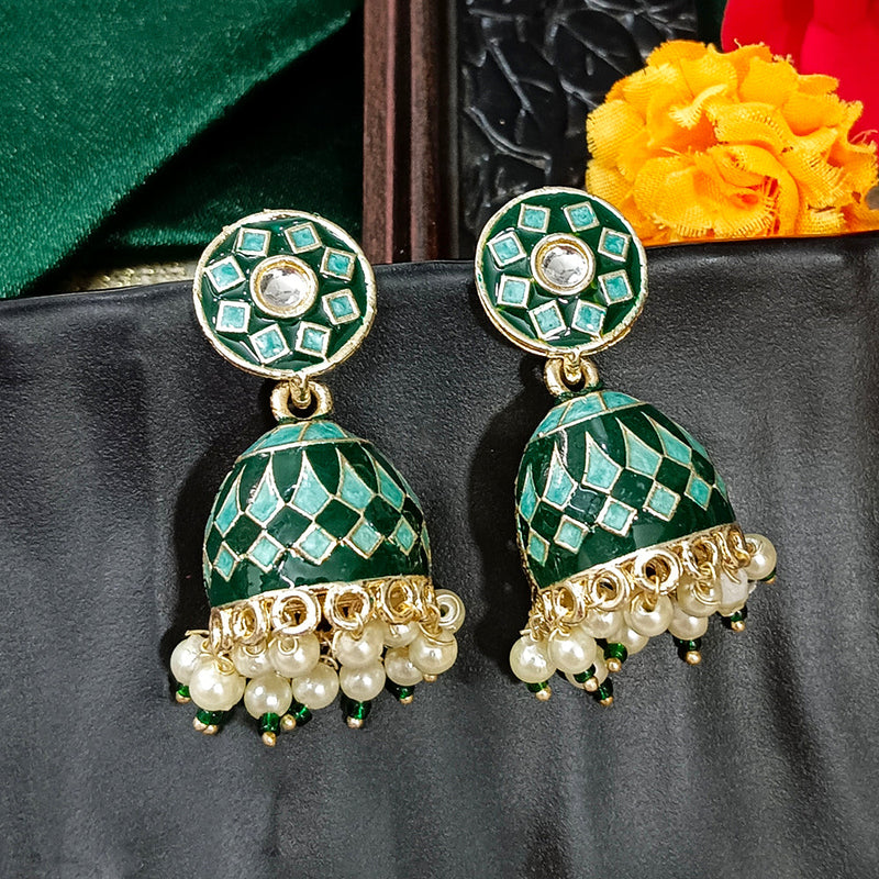 Bhavi Jewels Gold Plated Mennakari Jhumki Earrings