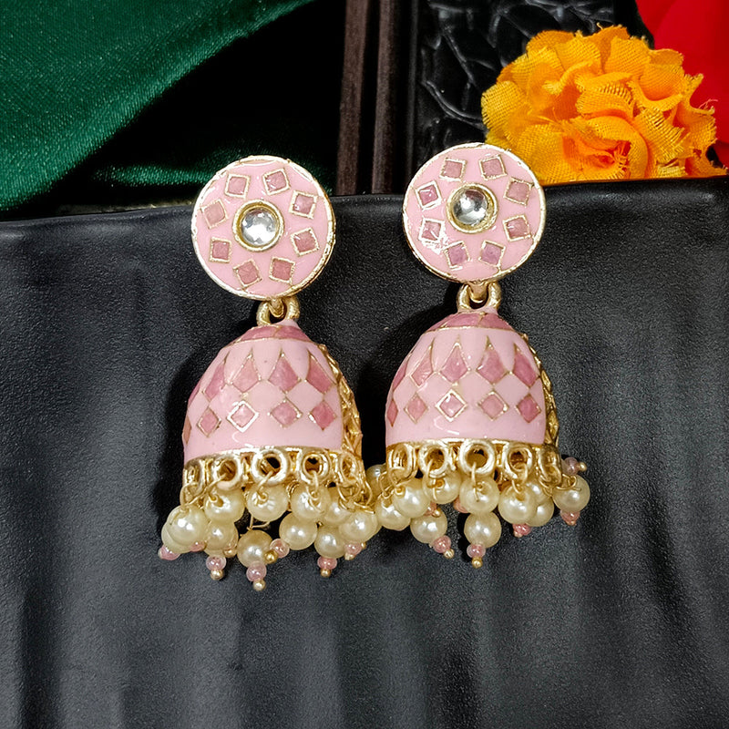 Bhavi Jewels Gold Plated Mennakari Jhumki Earrings