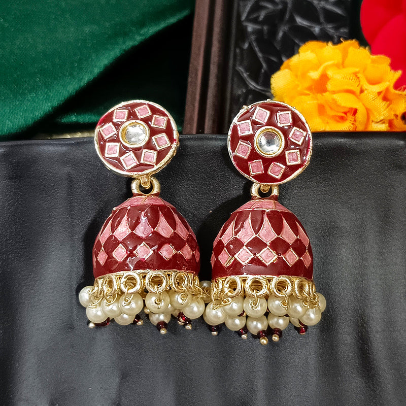 Bhavi Jewels Gold Plated Mennakari Jhumki Earrings