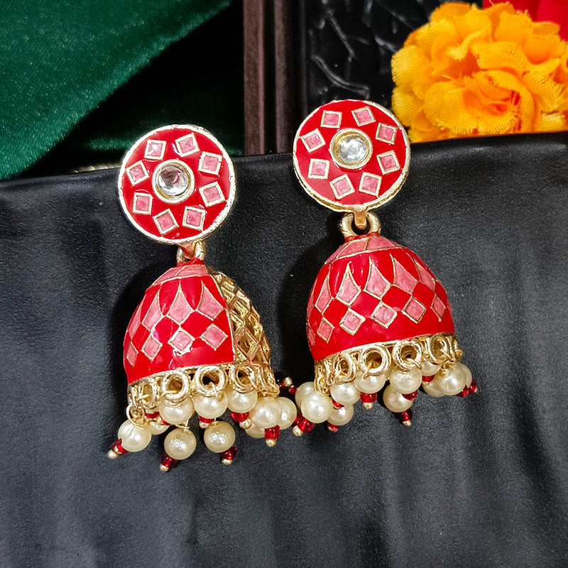 Bhavi Jewels Gold Plated Mennakari Jhumki Earrings