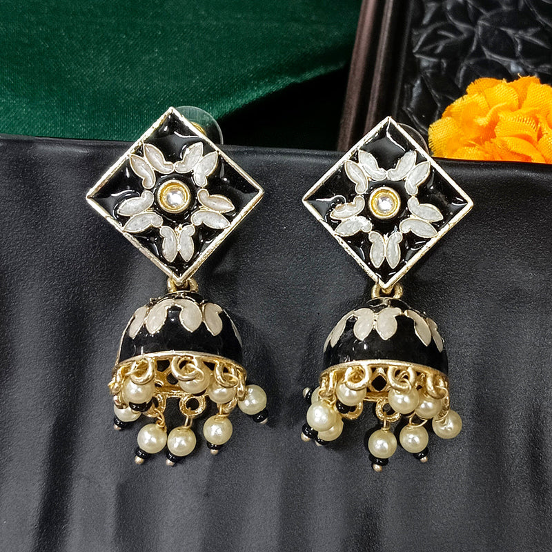 Bhavi Jewels Gold Plated Mennakari Jhumki Earrings