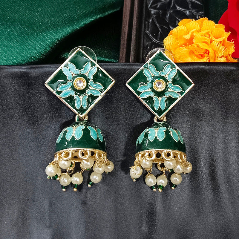 Bhavi Jewels Gold Plated Mennakari Jhumki Earrings