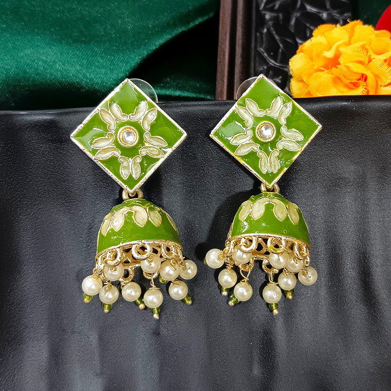 Bhavi Jewels Gold Plated Mennakari Jhumki Earrings