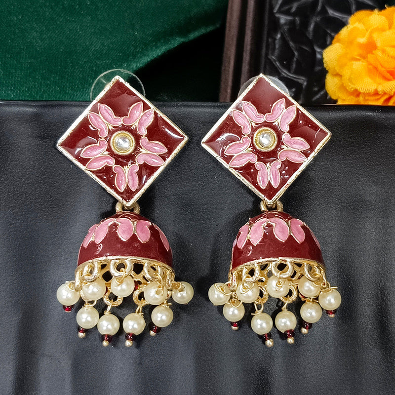 Bhavi Jewels Gold Plated Mennakari Jhumki Earrings