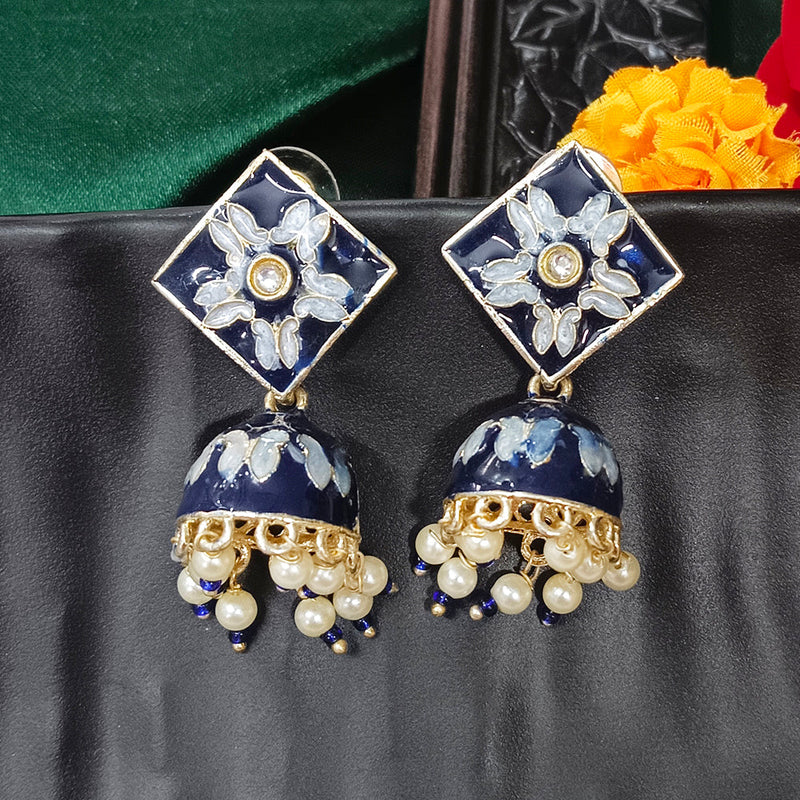 Bhavi Jewels Gold Plated Mennakari Jhumki Earrings