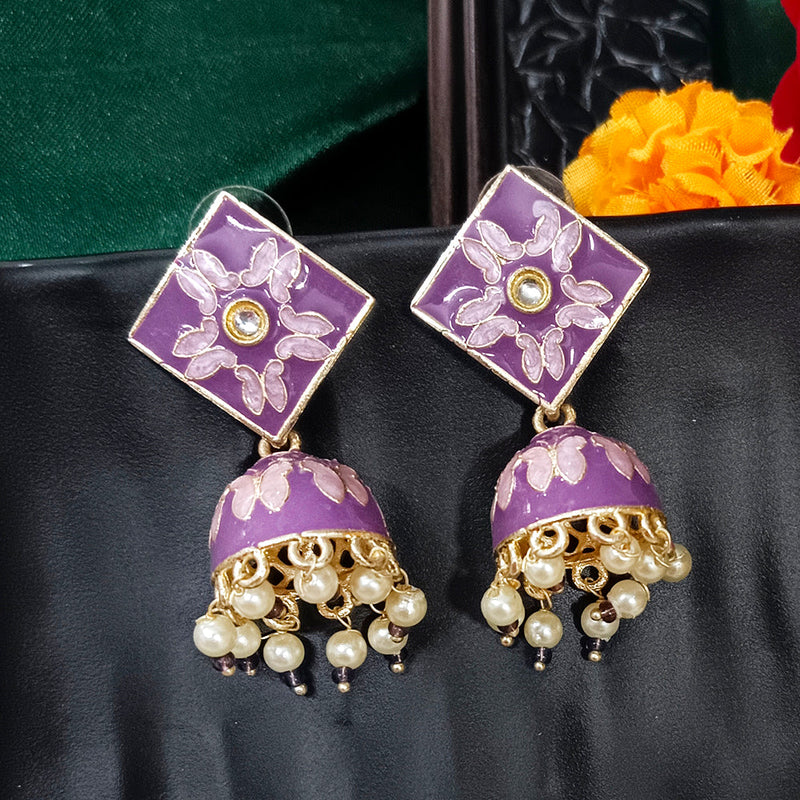 Bhavi Jewels Gold Plated Mennakari Jhumki Earrings