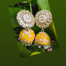 Sanshray American Kundan Stone And Meenakari Jhumkis Earrings