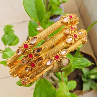 Sanshray Gold Plated Kundan Stone Bangles Set