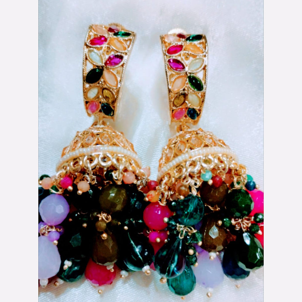 Sanshray Gold Plated Kundan Jhumki Earrings