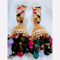 Sanshray Gold Plated Kundan Jhumki Earrings