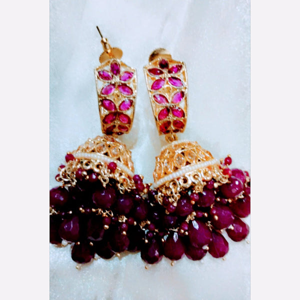 Sanshray Gold Plated Kundan Jhumki Earrings