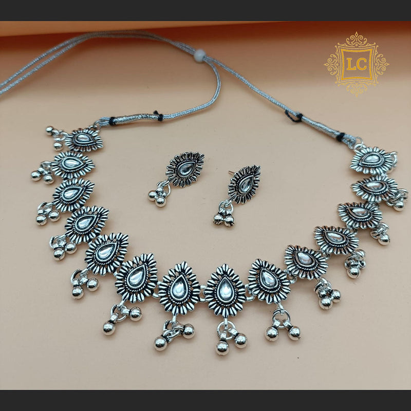 Lalita Creation Oxidised Plated Pota Necklace Set
