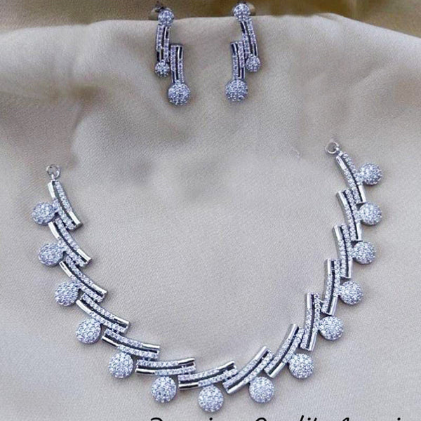 Lalita Creation Silver Plated AD Stone Necklace Set