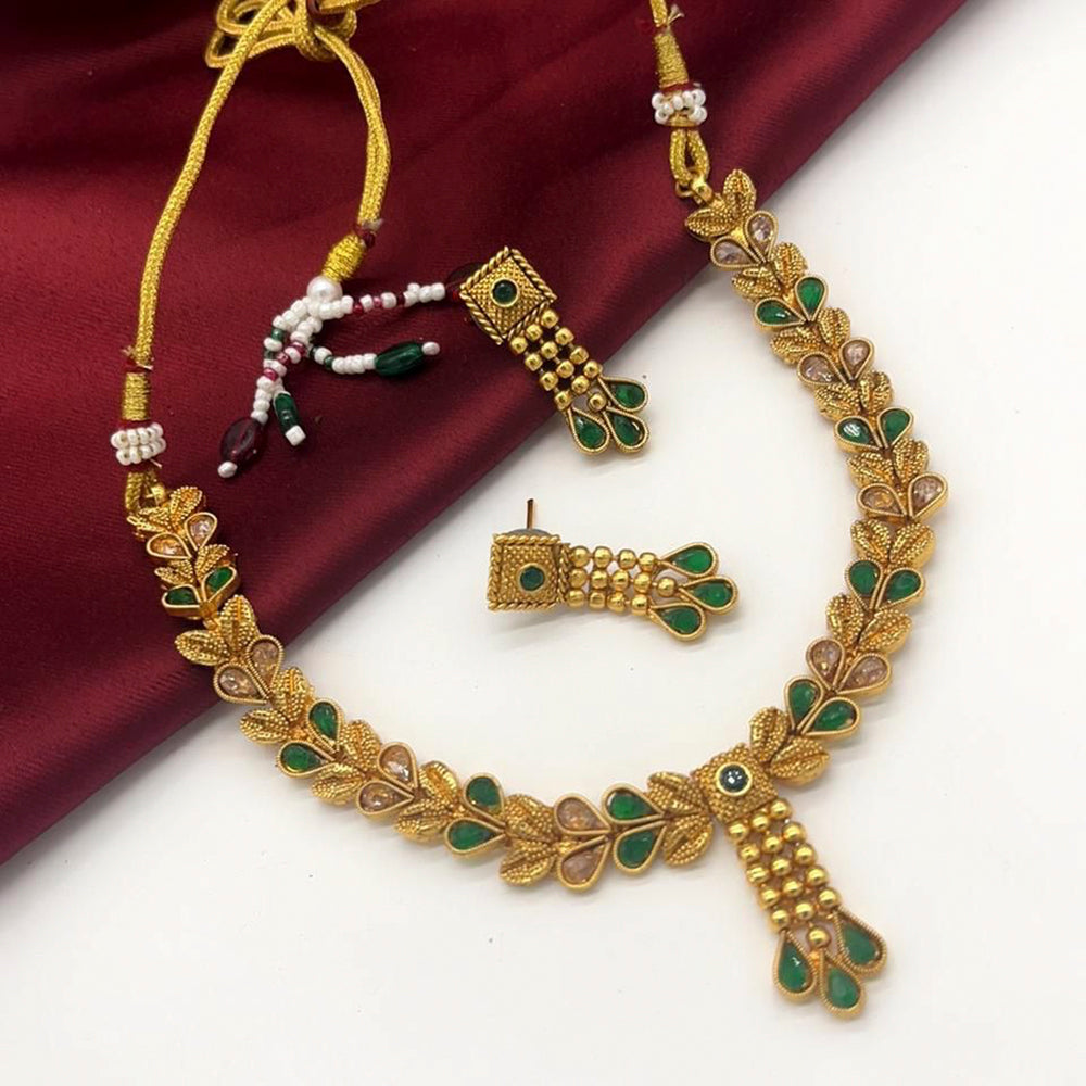 FS Collection Kundan Stone Gold Plated Choker Necklace Set