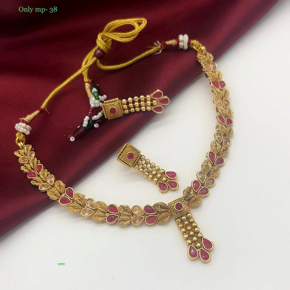 FS Collection Kundan Stone Gold Plated Choker Necklace Set