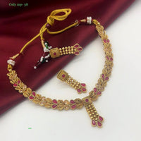 FS Collection Kundan Stone Gold Plated Choker Necklace Set