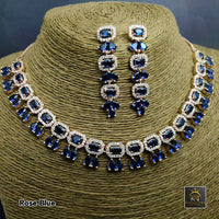 FS Collection AD Stone Gold Plated Choker Necklace Set