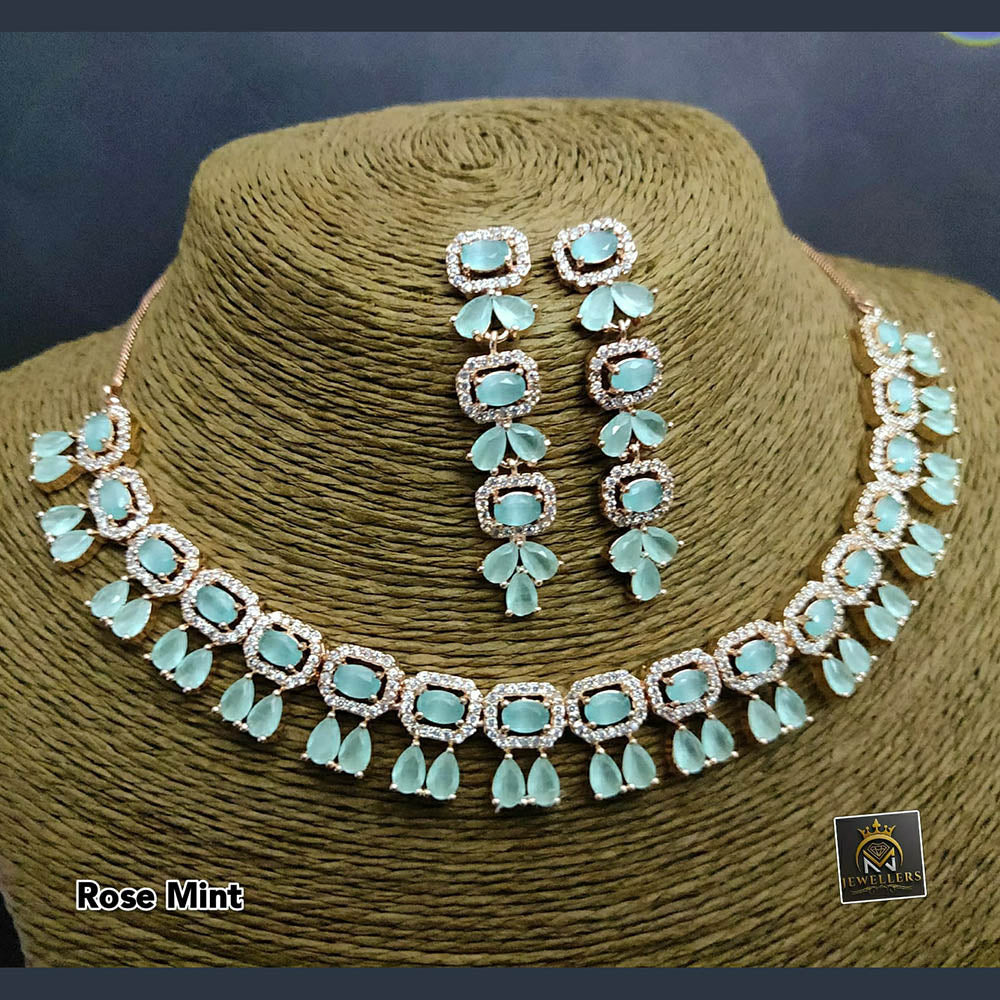 FS Collection AD Stone Gold Plated Choker Necklace Set