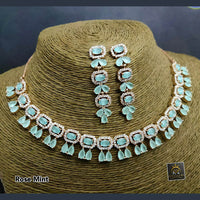 FS Collection AD Stone Gold Plated Choker Necklace Set