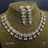 FS Collection AD Stone Gold Plated Choker Necklace Set