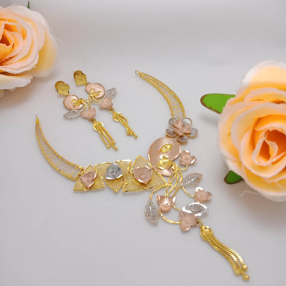 FS Collection 24K Rose Gold Plated Necklace Set