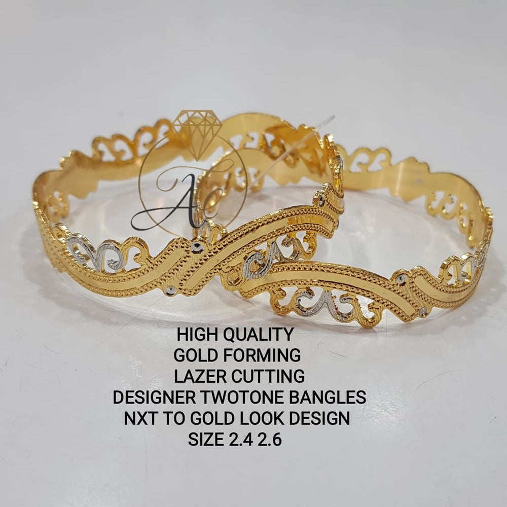 FS Collection Two Tone Gold Plated Bangles Set